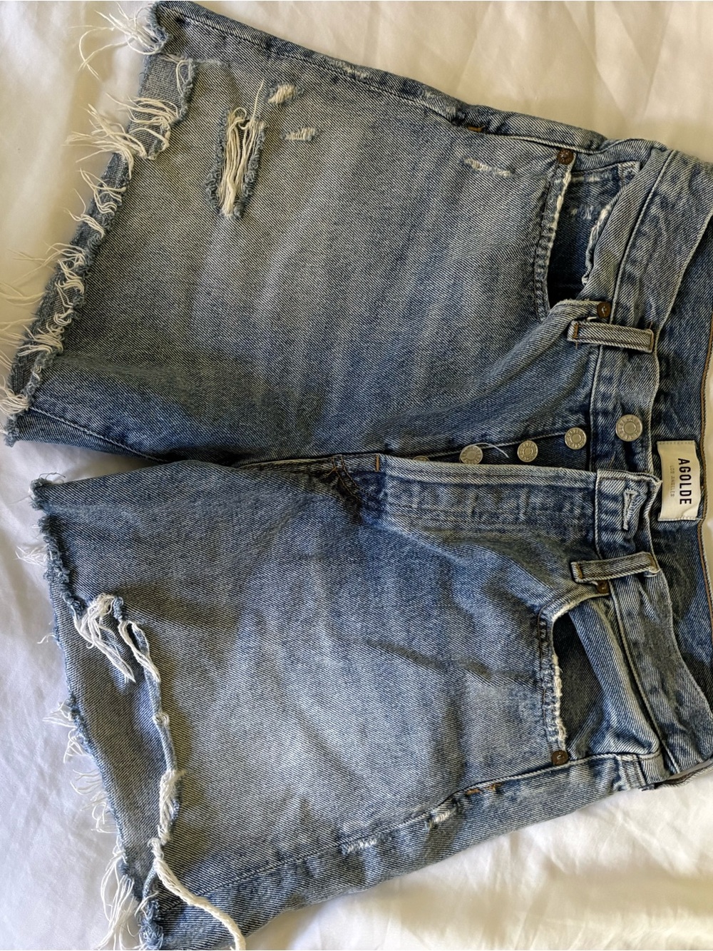 Agolde Light Blue Distressed Relaxed Jeans